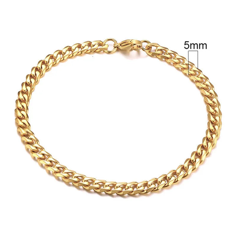 Gold Cuban Link Chain Bracelet