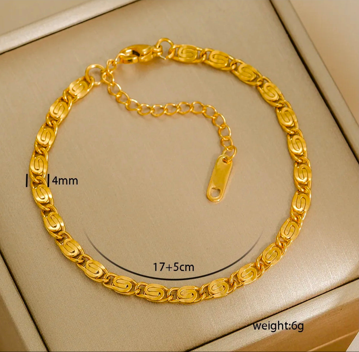 Gold S-Shape Link Chain Bracelet