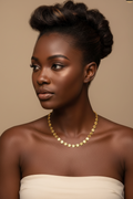 Gold Embossed Round Sunflower Plate Pendant Necklace