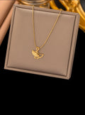 Lucky Ginkgo Gold Plated Stainless Steel Necklace For Women Fashion Jewelry Minimalist