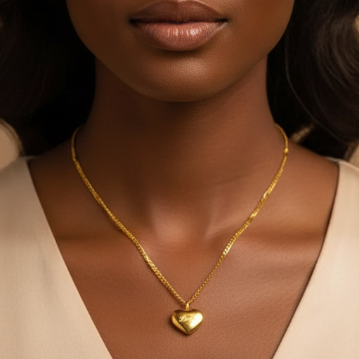 Heart Pendant Gold Plated Stainless Steel Necklace For Women Fashion Jewelry Minimalist