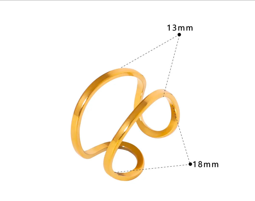 Gold Double Layer Geometric Open Ring