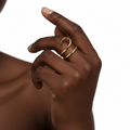 Gold Double Layer Geometric Open Ring