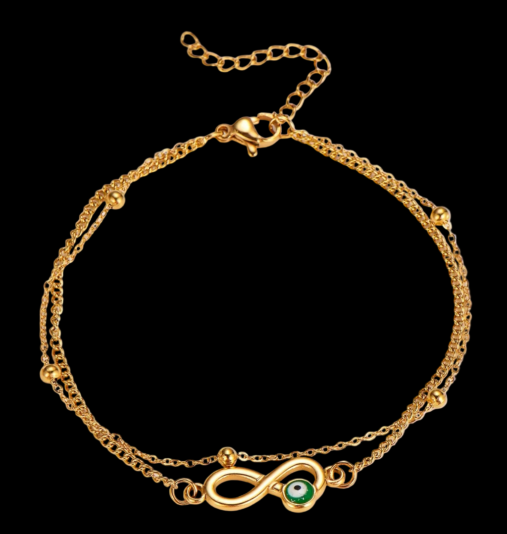 Gold Evil Eye Infinity Beaded Bracelet