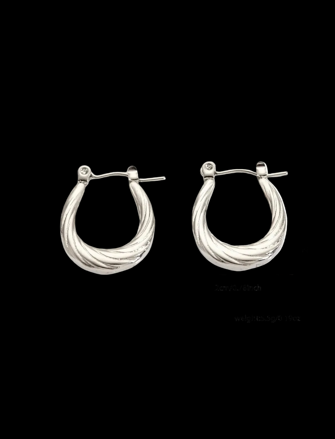 Silver Spiral Twisted Hoop Earrings