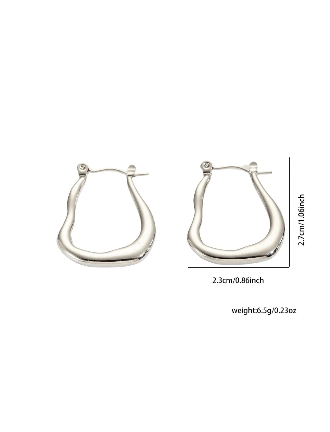 Silver Mirror Crescent Stud Earrings