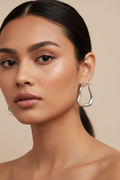 Silver Mirror Crescent Stud Earrings