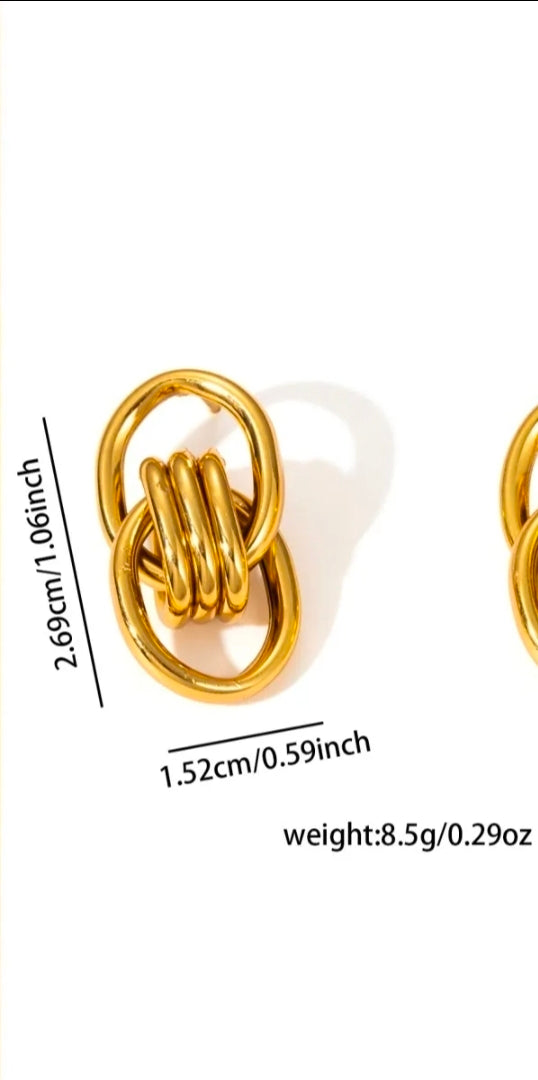 Gold 3D Geometric Drop Earrings