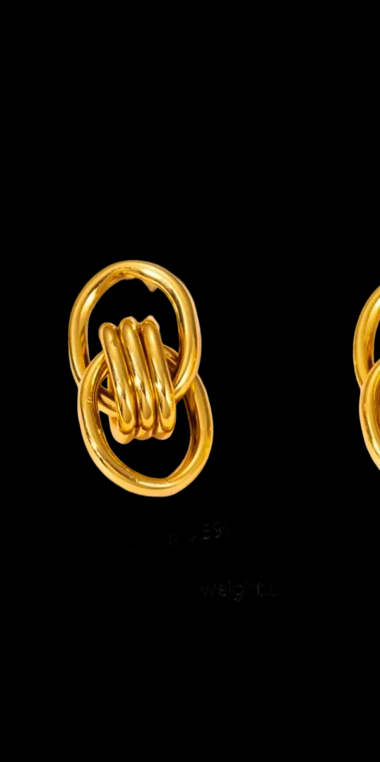 Gold 3D Geometric Drop Earrings