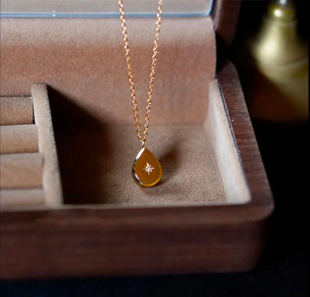 Starfire Waterdrop Gold Plated Stainless Steel Necklace For Women Fashion Jewelry Minimalist