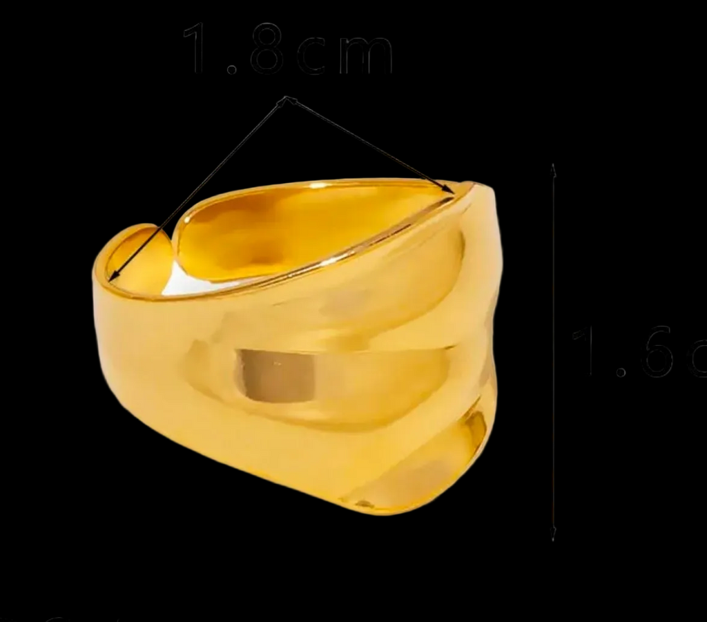 Gold Wide Wave Flow Open Ring