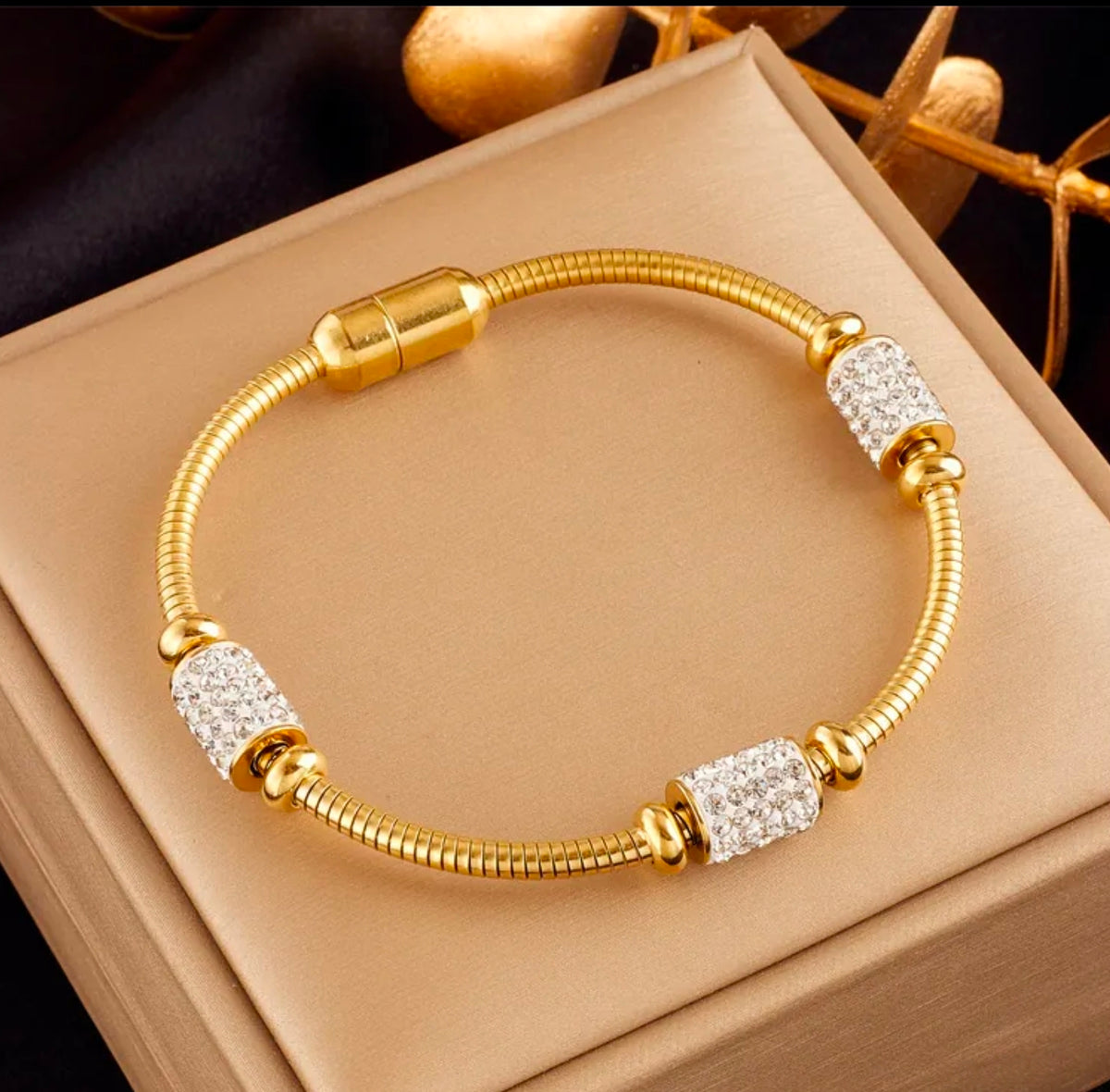 Gold Magnetic Clasp Full Zirconia Bracelet