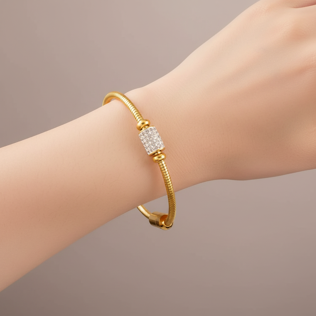 Gold Magnetic Clasp Full Zirconia Bracelet