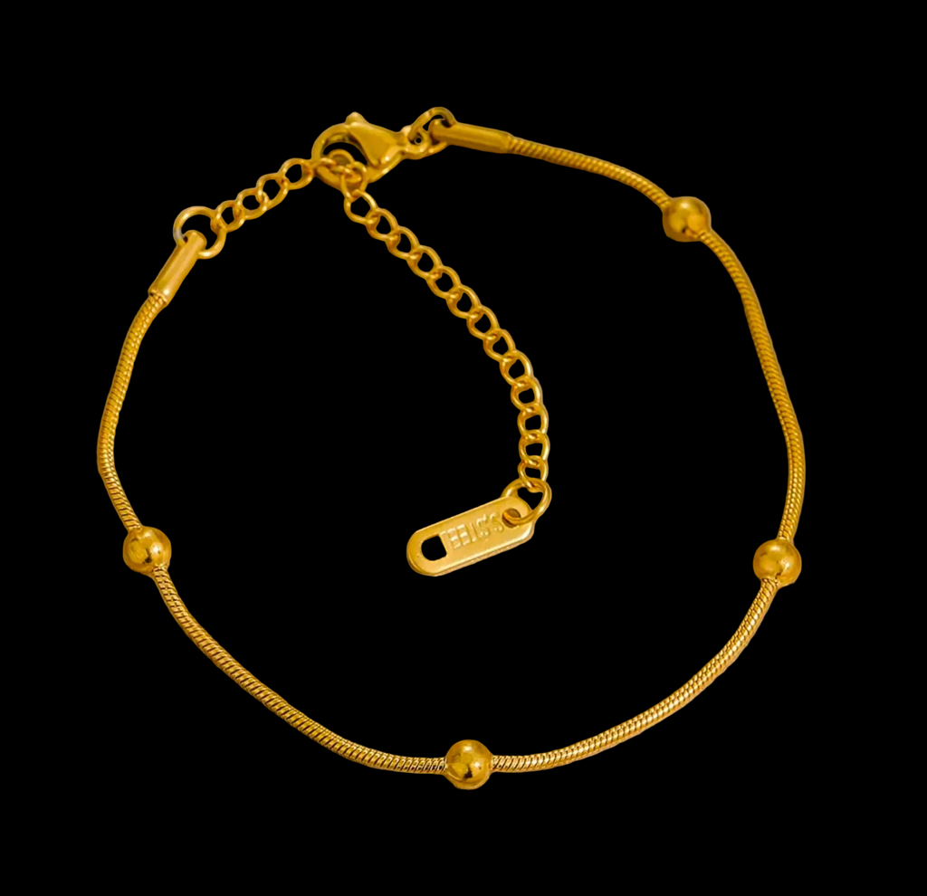 Gold Bead Snake Chain Bracelet