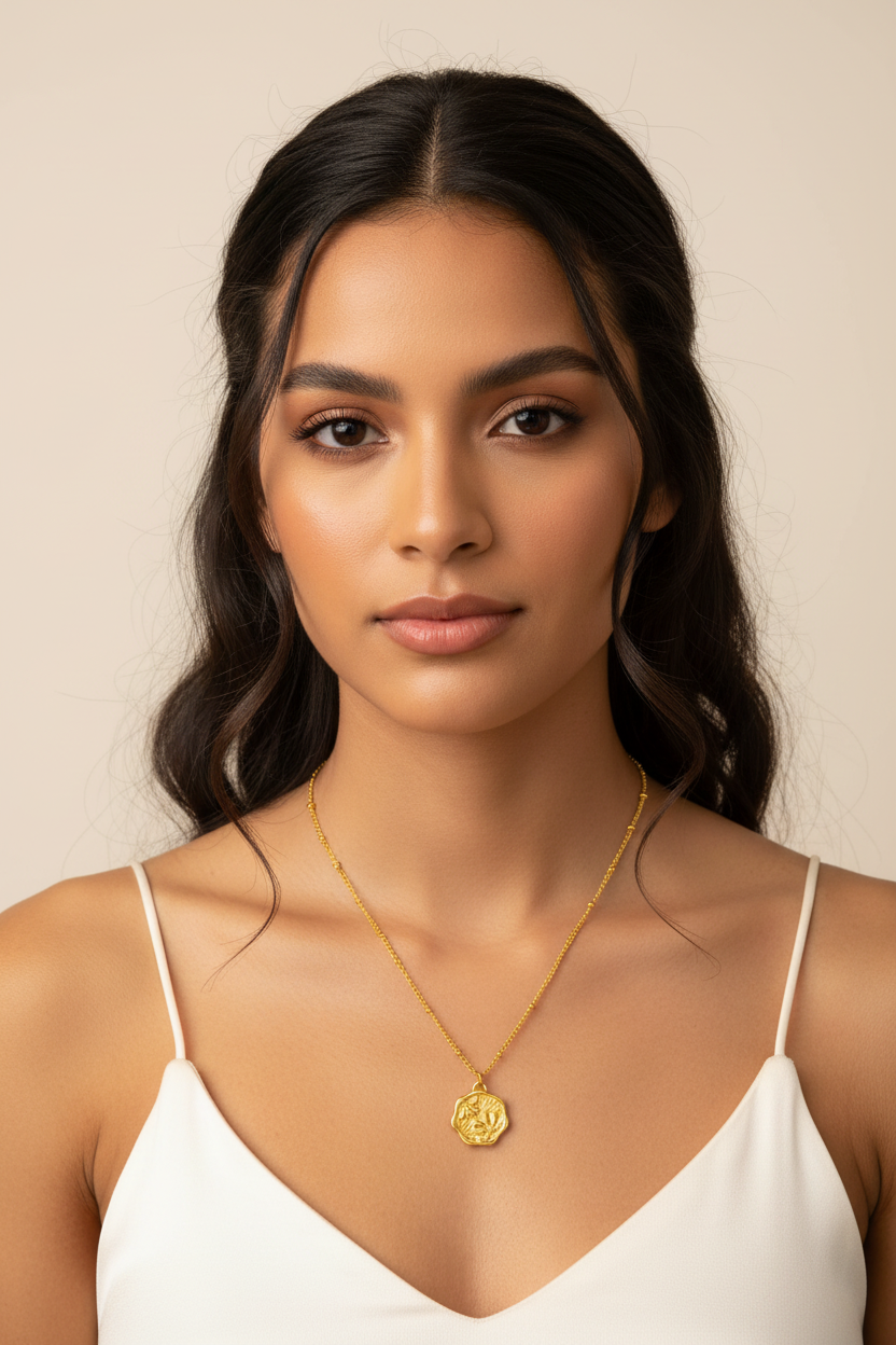Plum Blossom Relief Pendant Gold Plated Stainless Steel Necklace For Women Fashion Jewelry Minimalist