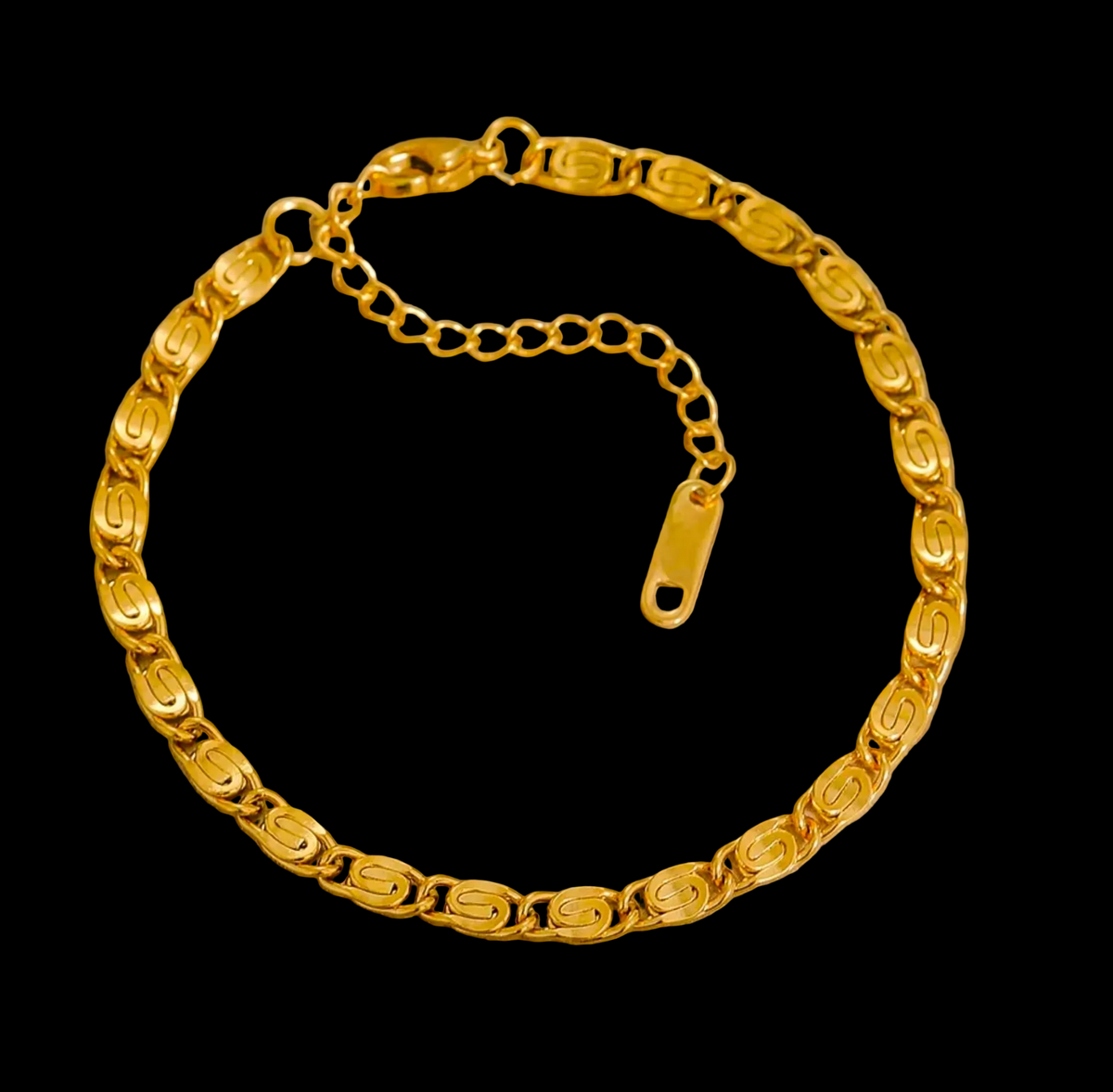 Gold S-Shape Link Chain Bracelet