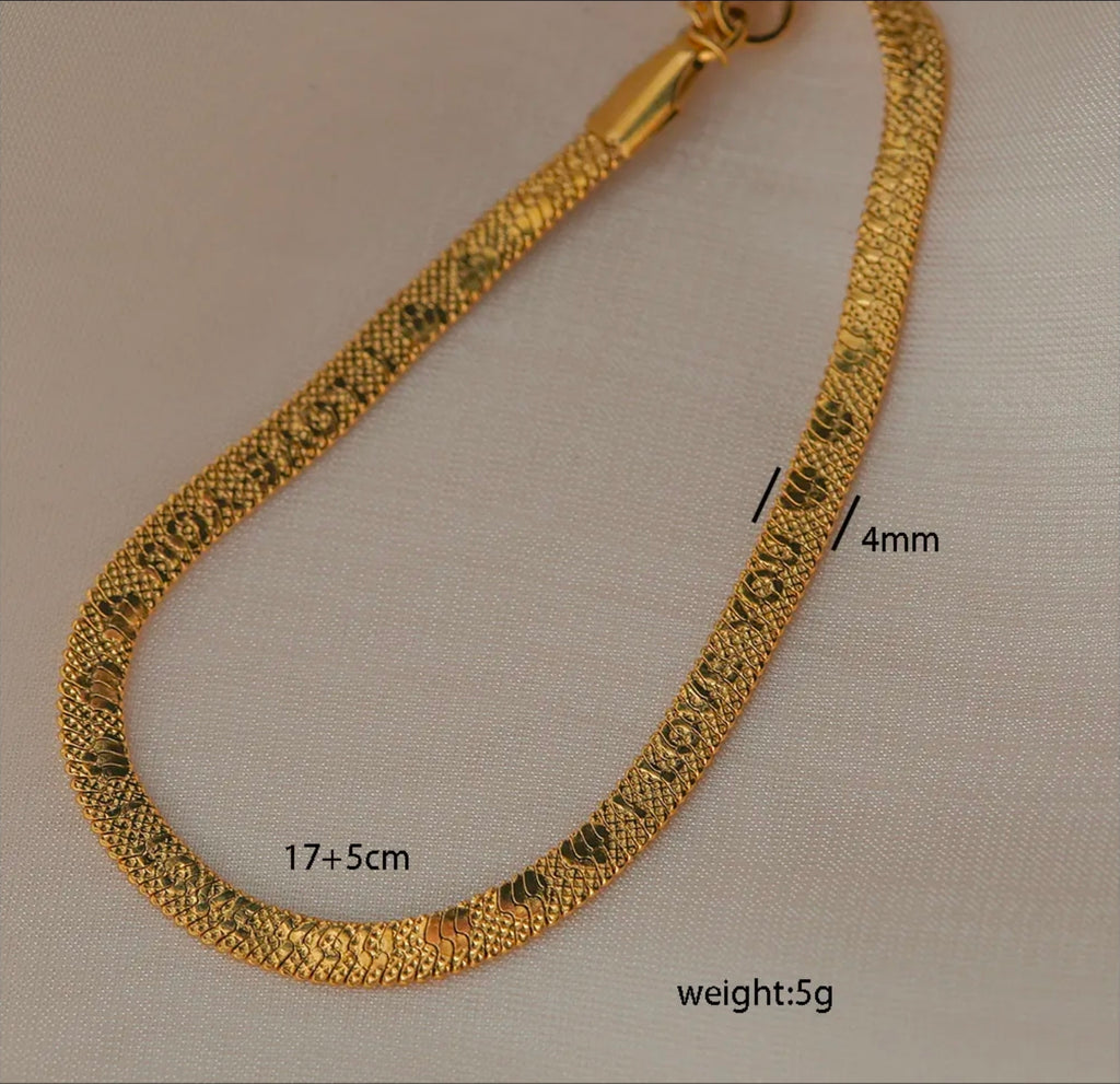 Gold Herringbone Chain Bracelet