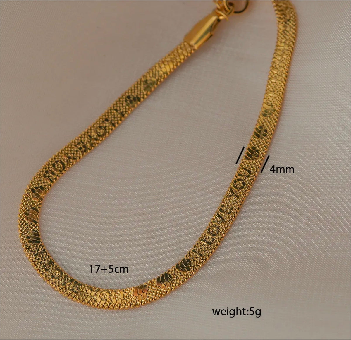 Gold Herringbone Chain Bracelet
