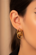 Gold 3D Geometric Drop Earrings